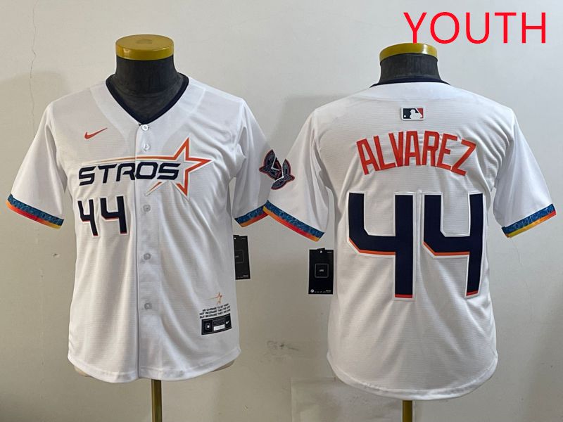 Youth Houston Astros #44 Alvarez White Fourth generation Joint Name 2025 Nike MLB Jersey style 8->youth mlb jersey->Youth Jersey